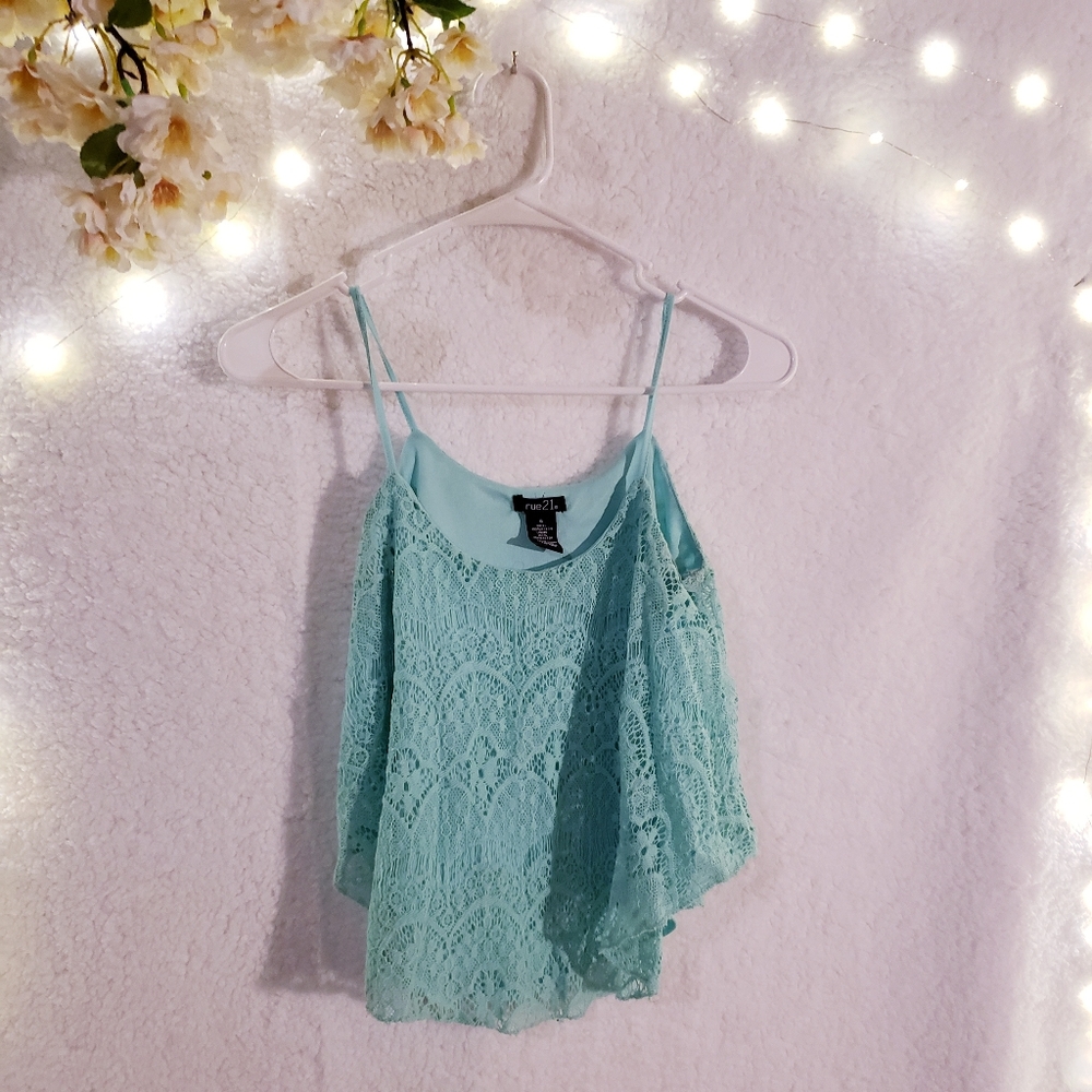 Rue21 Teal Lace Spaghetti Stap Top